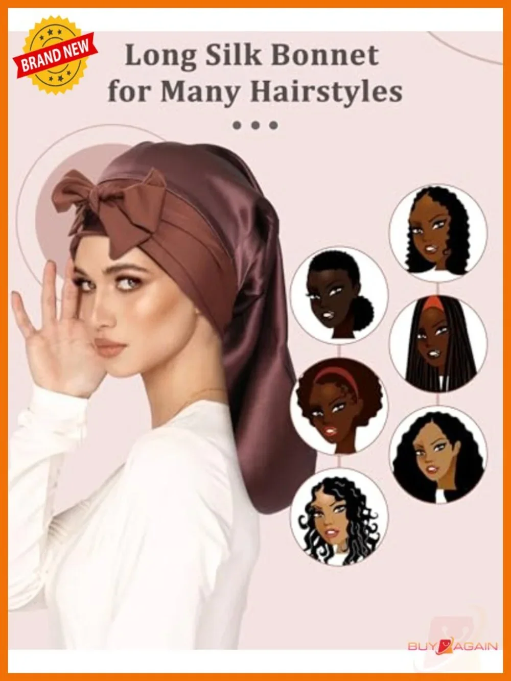 100% Mulberry Silk Sleep Bonnet for Long Hair Women Adjustable